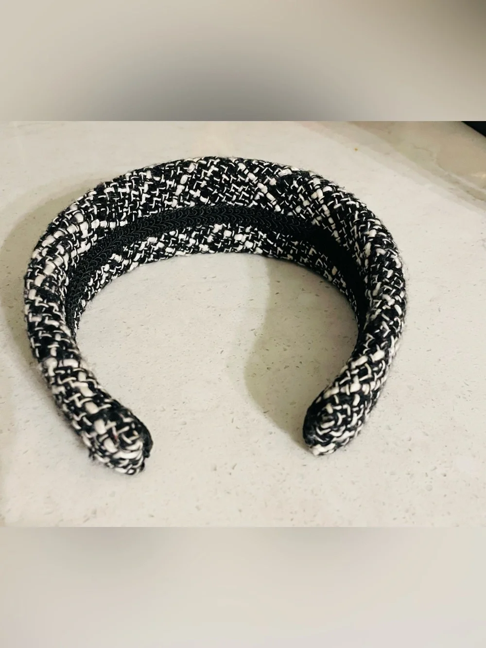 Black & White Tweed Padded Headband